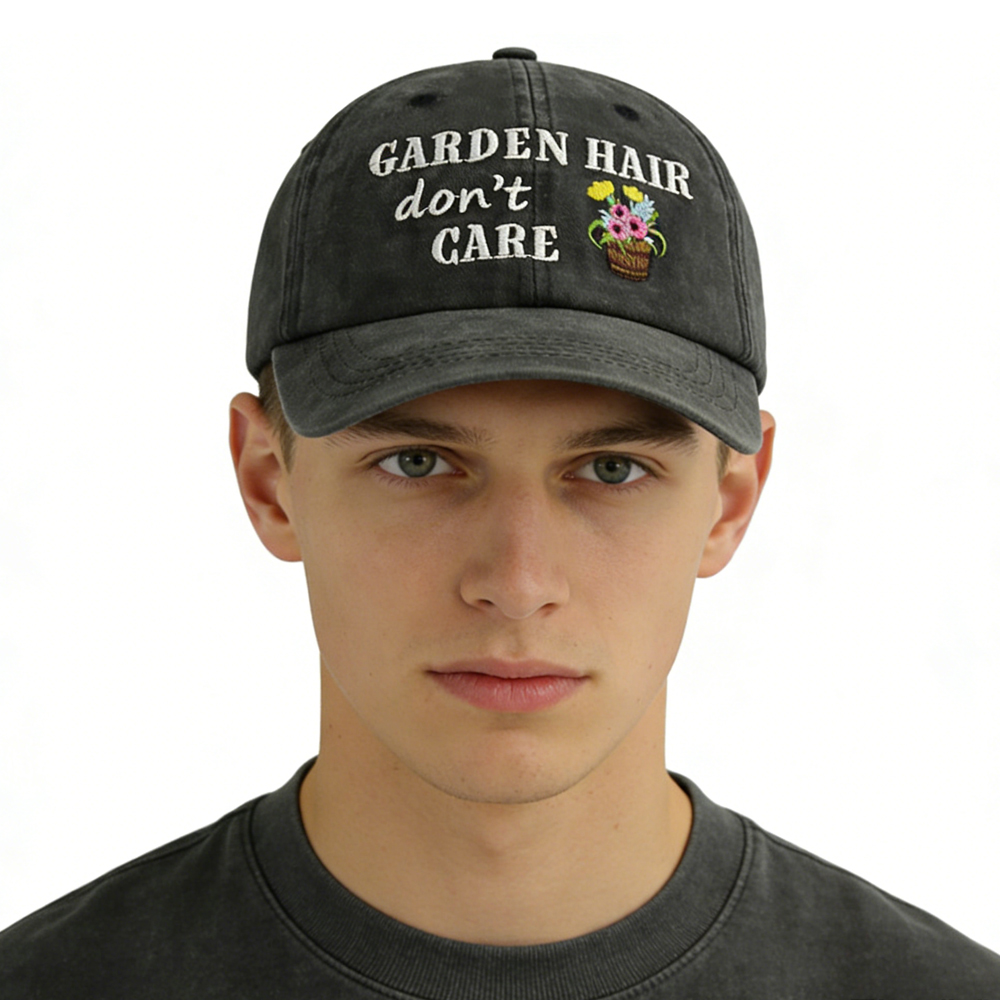 ee56add2-d8cb-400a-8146-aac3d6cc6540 2pcs Garden Hair Hat For Men Women, Adjustable Embroidered Wash Cotton Baseball Cap - View 1