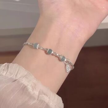 silver bracelet Fashionable Light-luxury Jade And Silver Nugget Bracelet
