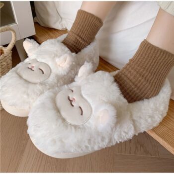 warmth keeping cotton Warmth-Keeping Cotton Slippers For Couples Mens Non-Slip Fuzzy Indoor Postpartum Shoes