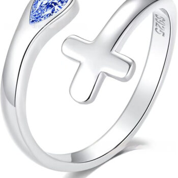 925 Silver Cross Open End Fashionable Personalized Colorful Zircon Couple Rings - View 2