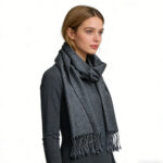 2pcs grey textured 2pcs Grey Textured Minimalist Tone-on-tone Jacquard Scarf ,Luxe Look For Evening Wear,Scarf,vacation,daily