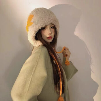 Womens Hand-Crocheted Pom-Pom Hat With Bowknot Warm - View 2