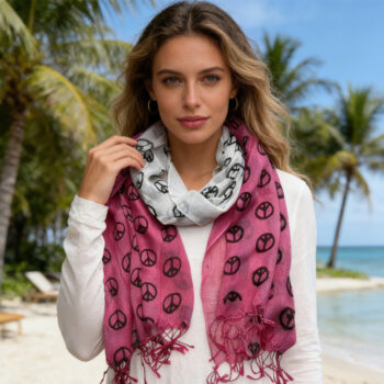 2pcs Hot Pink Semi Sheer Scarf , Delicate Drape For Warm Days,Office Appropriate Subtlety For Women Men - View 2