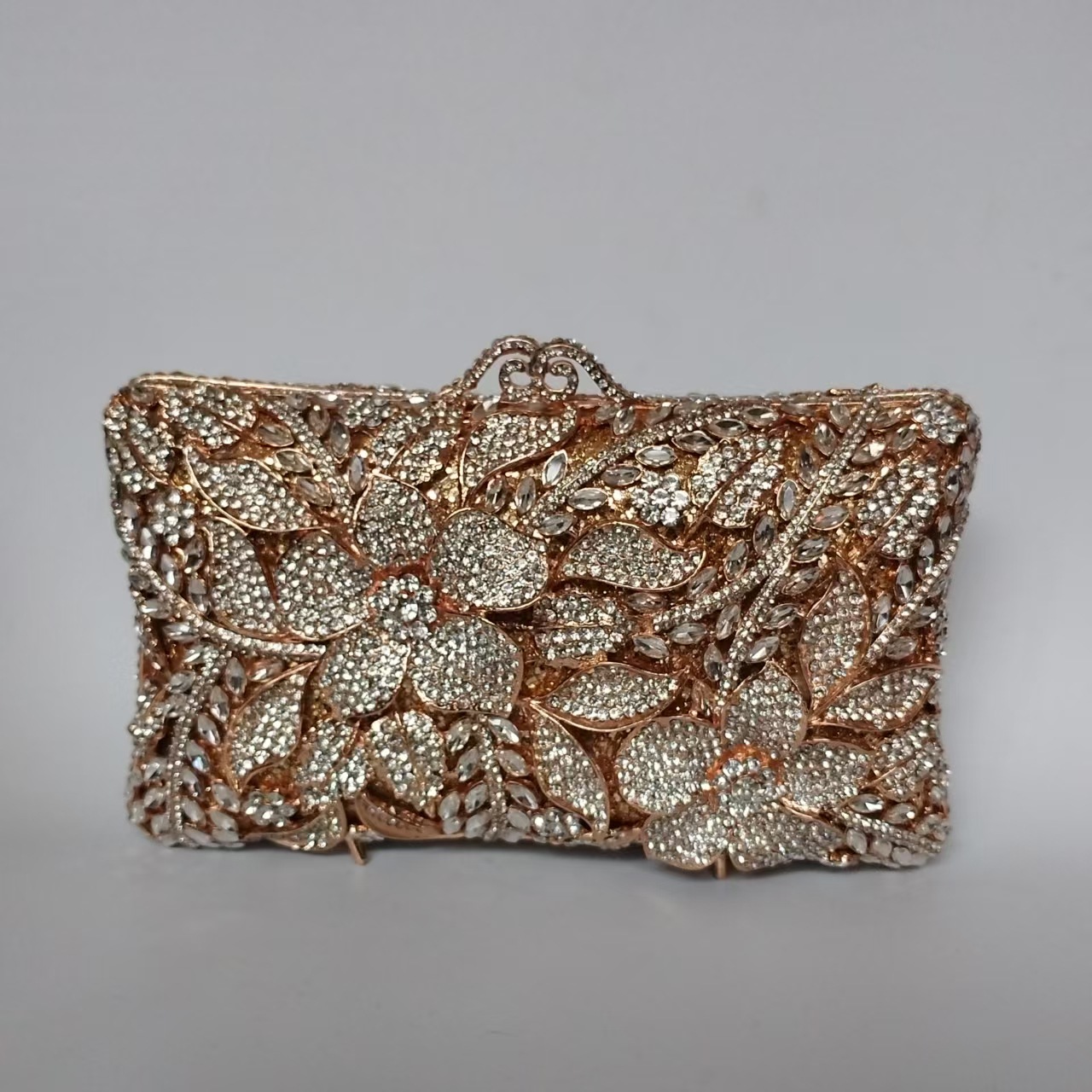 f5f37dfd-3612-4876-ab9d-994423e6a62b-1 Flower Diamond Banquet Rhinestone Clutch Bridal Wedding Bag - View 1