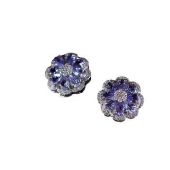 silver earrings Non-fading Elegant Natural Tanzanite Sterling Silver Stud Earrings