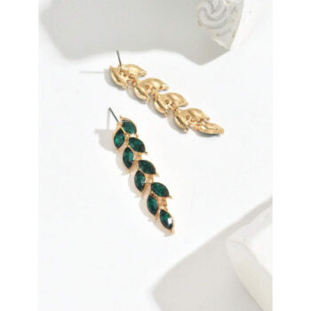 Retro Water-drop Stud Earrings Inlaid With Wheat Motifs - View 2