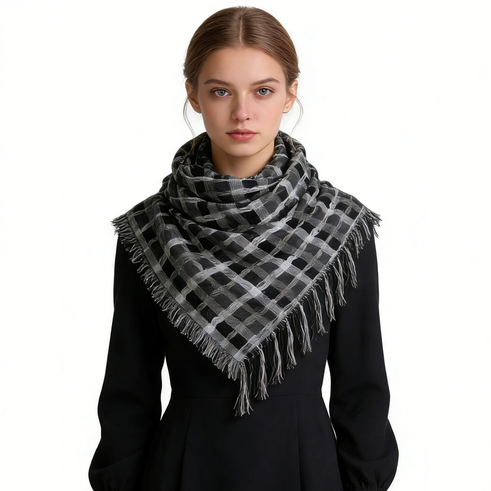 fac6db37-da07-4392-87b1-a98f974a9132 2pcs Grey Leopard Printed Square Scarf , Minimalist Head Scarf ,Luxe Look For Evening Wear,Scarf,vacation,daily Life,evening