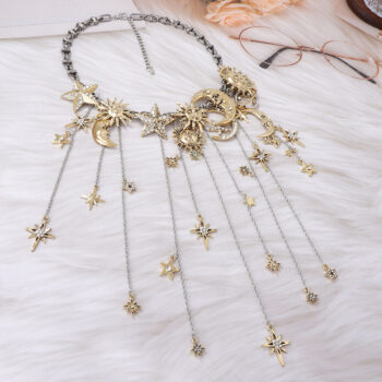 Alloy Sun Moon And Stars Tassel Pendant Necklace - View 1