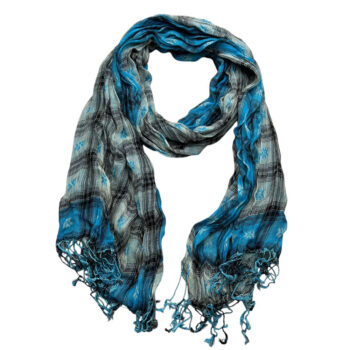 turquoise jacquard crinkle Turquoise Jacquard Crinkle Scarf - Extra Long Scarf 75inchx27inch
