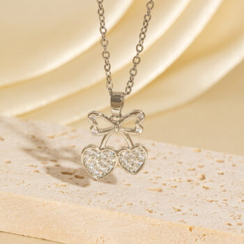 diamond necklace Diamond-studded Red Cherry Oil-drop Necklace