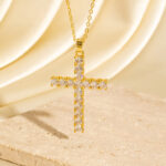 zircon necklace Light-luxury High-end Copper Zircon Cross Necklace