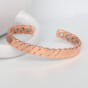 Magnetic Red Copper Retro Twisted Bangle Adjustable - View 1