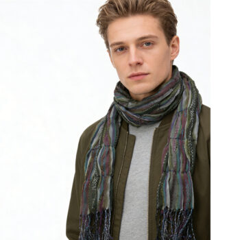 textured utility scarf Olive Jacquard Crinkle Scarf - Textured Utility Scarf 70inchx29inch