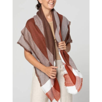 59 X 59in Deep White Color Large Grid Womens Fall Winter Scarf - View 2