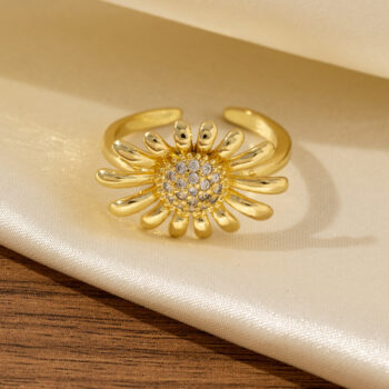 ring Luxury High-end Sunflower Ring Adorned With Diamonds