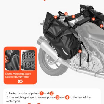 Motorcycle Saddlebags, 28 L (14 L X 2) Large Capacity Side Saddle Bags Compatibl - Okita Shop