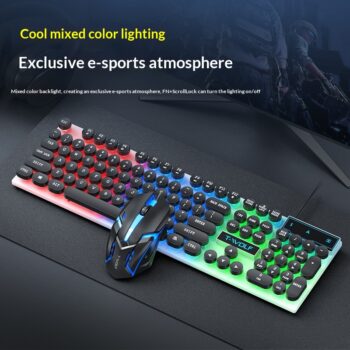 Retro Wired Glowing Mechanical-feel Keyboard And Mouse Gaming Set - Okita Shop