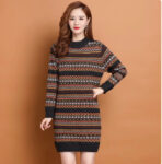 Womens Striped Midi Sweater Dress