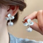 Womens Stylish Brushed Three-Petal Earrings Versatile For Any Look - Okita Shop