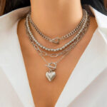 necklace Ladies' Versatile Geometric OT Buckle Short Heart-shaped Necklace