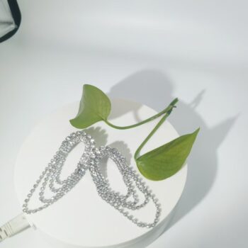 Multi-Row Crystal Tassel Hoop Earrings For Women - View 2