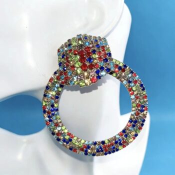 Fully Paved Oversized Sparkle Hoop Earrings For Women - View 2