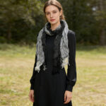 2pcs grey winter 2pcs Grey Winter Jacquard Polyester Long Scarf,vacation,daily Life,evening Party,Office Appropriate Subtlety