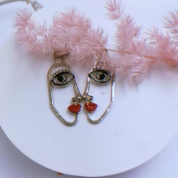 Y2K Eye & Heart Safety Pin Earrings - View 2