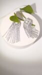 silver earrings Silver Sparkling Fringe Earrings With Pearl Accent
