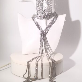 earring Sparkling Fringe Halter Necklace & Fringe Earring Set