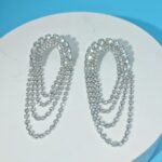 crystal earrings Multi-Row Crystal Tassel Hoop Earrings For Women