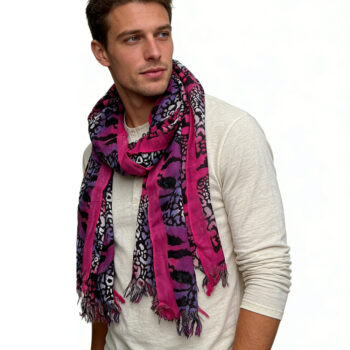 2pcs Extra Long Scarf,Bold Hot P Ink Pattern, Creative Knots Printed Scarf,vacation,daily Life,evening Party,Office Appropria