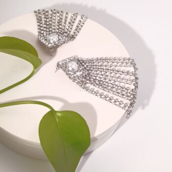 Sparkling Fringe Halter Necklace & Fringe Earring Set - View 2