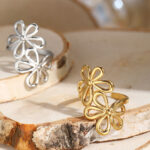 bohemian flower ring stainless steel