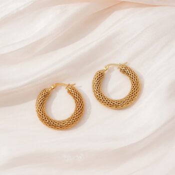 stainless steel earrings New Hollow Stainless Steel Earrings With A Lychee Grain Pattern