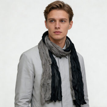 2pcs Textured Casual Scarf ,Khaki Black Crinkle Scarf ,vacation,daily Life,evening Party,Office Appropriate Subtlety For Wome